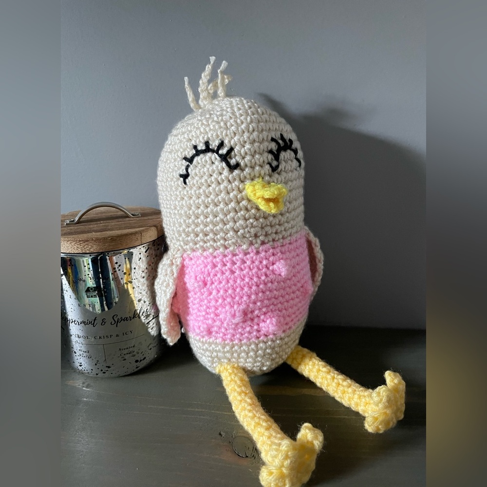 Handmade Crochet Bird Toy - Pink and Yellow